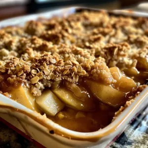 Delicious classic apple crisp topped with a crunchy oat topping.