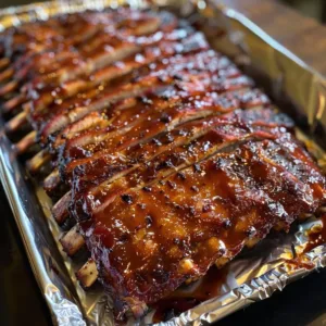 Tender and juicy classic BBQ pork ribs on a grill plate