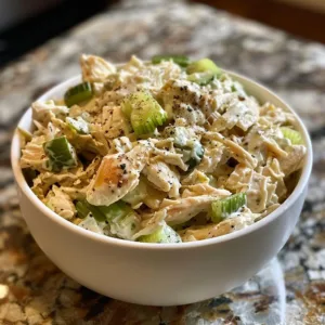 Classic chicken salad with mayo served in a bowl