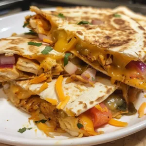 Classic-style chicken quesadillas with melted cheese and grilled chicken