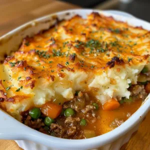 Homemade Cottage Pie with creamy mashed potatoes and savory meat filling