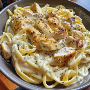 Creamy Garlic Alfredo Chicken 2 Creamy Garlic Alfredo Chicken served with pasta on a plate