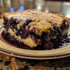 Crockpot blueberry cobbler served in a bowl with fresh blueberries on top