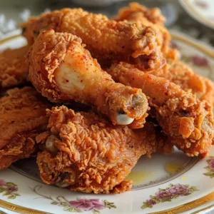 Delicious fiery fried chicken dish plated with sides