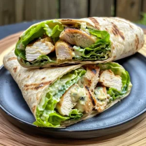 Grilled Chicken Caesar Wrap served with fresh ingredients and creamy dressing