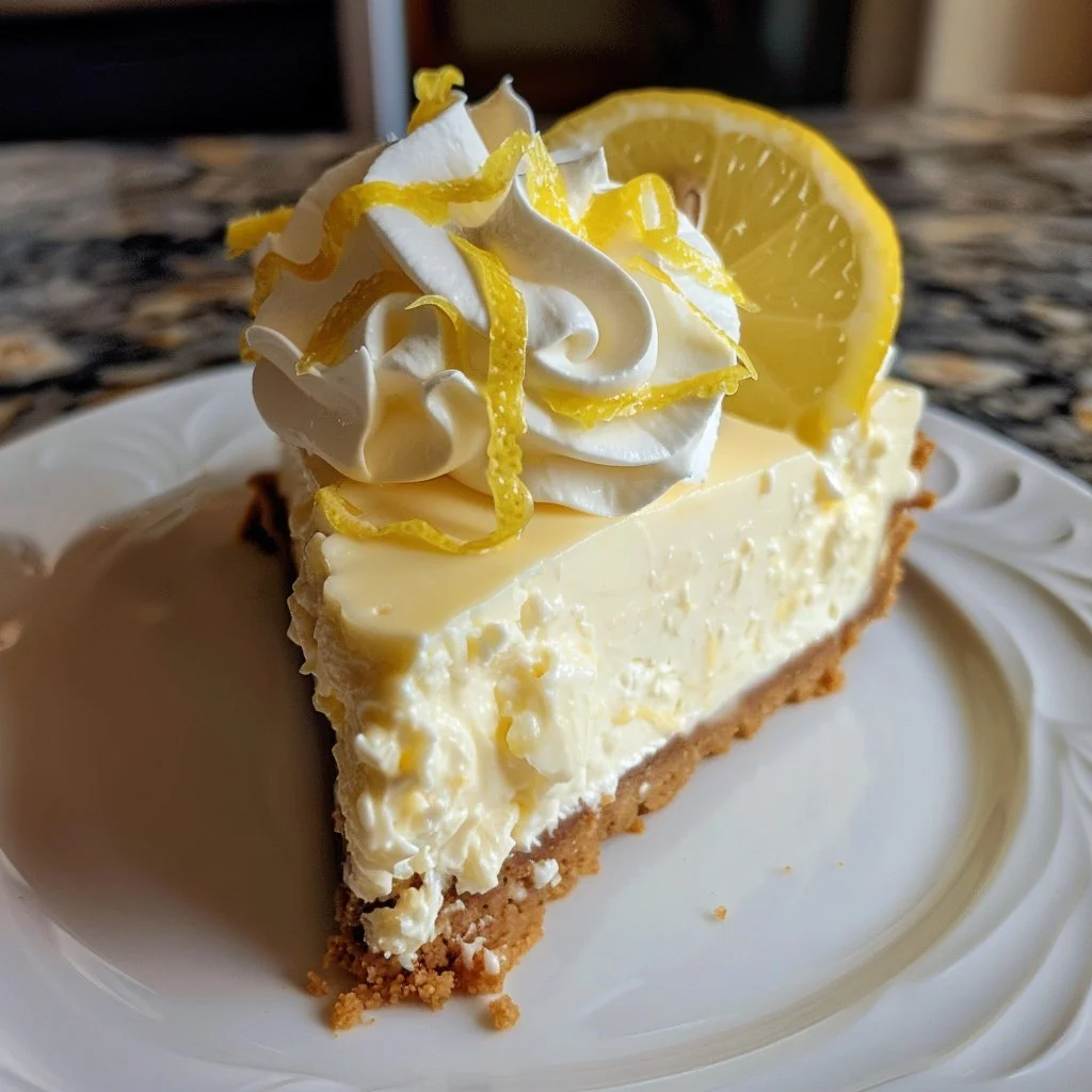 Delicious lemon no-bake cheesecake served with fresh lemon slices