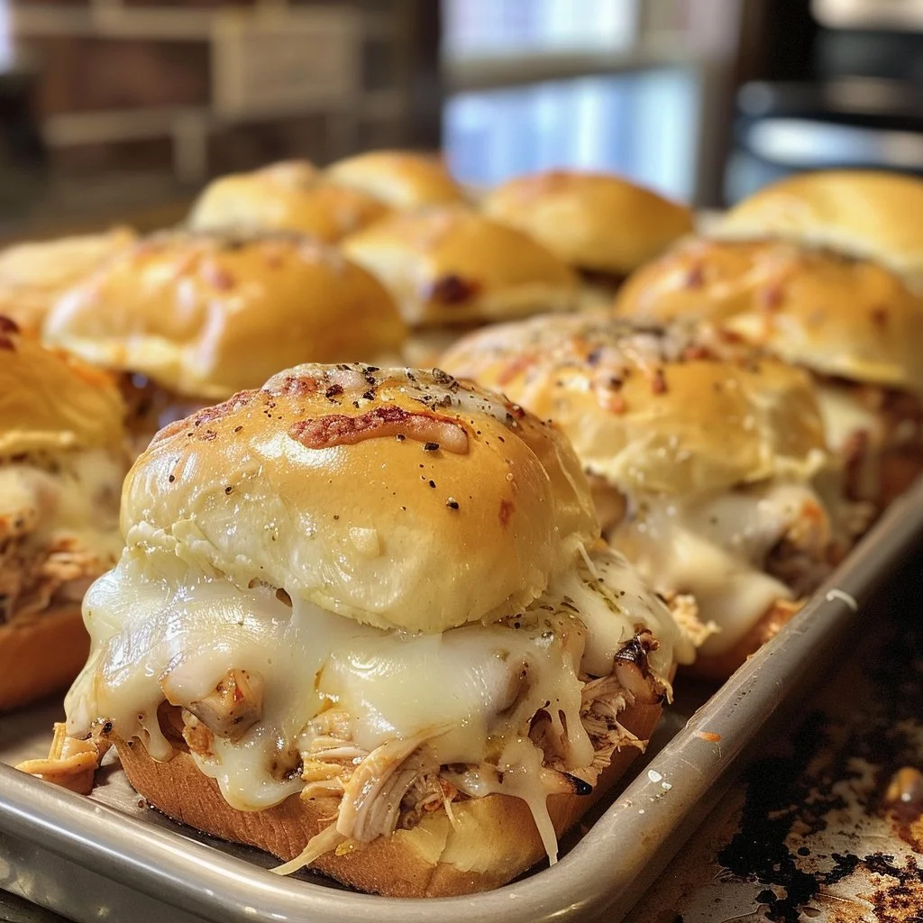 Mississippi chicken sliders served on a plate with a side of dipping sauce