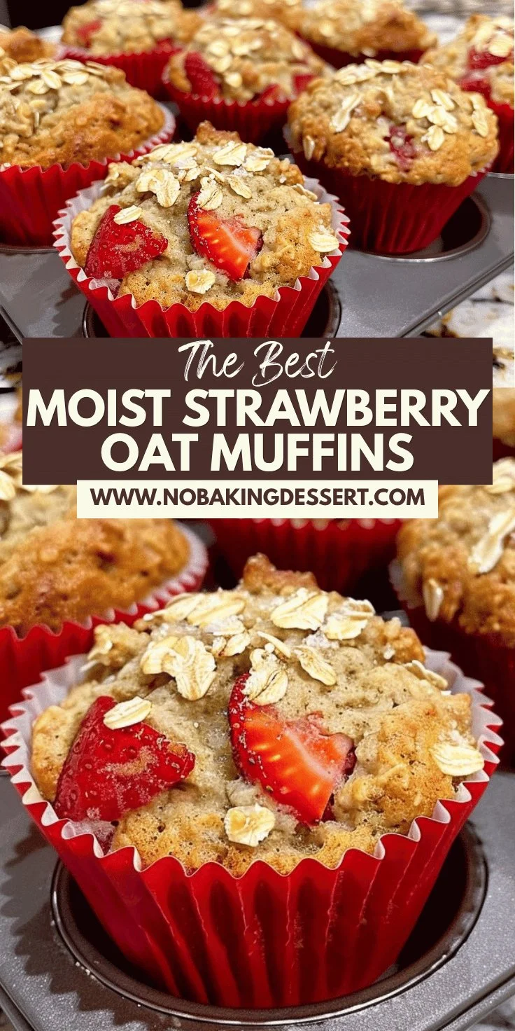 Moist Strawberry Yogurt Oat Muffins