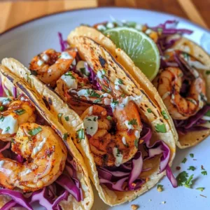 Shrimp Tacos with Cabbage 2 Delicious shrimp tacos topped with fresh cabbage and sauce