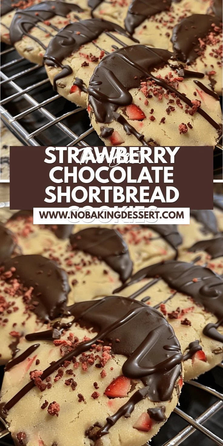 Strawberry-Infused Shortbread Cookies Dipped in Chocolate