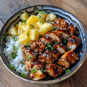 Delicious Teriyaki Hawaiian Chicken Bowl with vibrant vegetables and rice