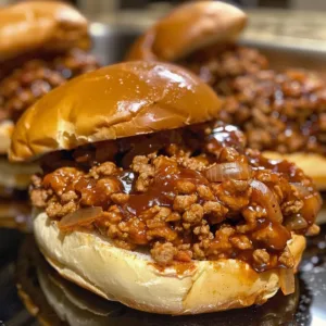 Plate of Turkey-Style Sloppy Joes with toppings on a bun